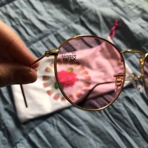 Rainbow OPTX Pink Sunglasses (Rayban shape, round)